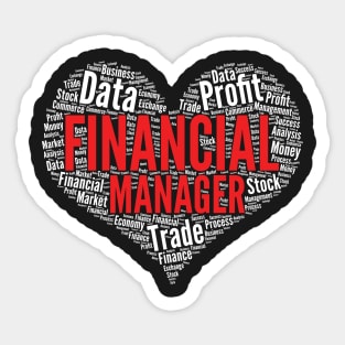 Financial Manager Heart Shape Word Cloud Design print Sticker